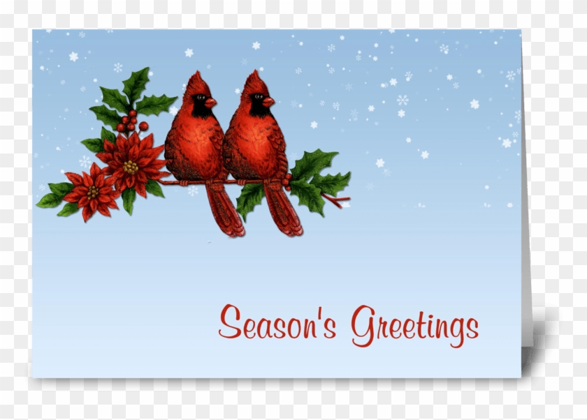 Red Cardinals Season's Greetings Greeting Card - Greeting Card #1022020