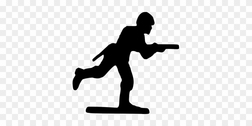 Soldier, Running, Gun, Silhouette, Black - Toy Soldier Silhouette #1022062