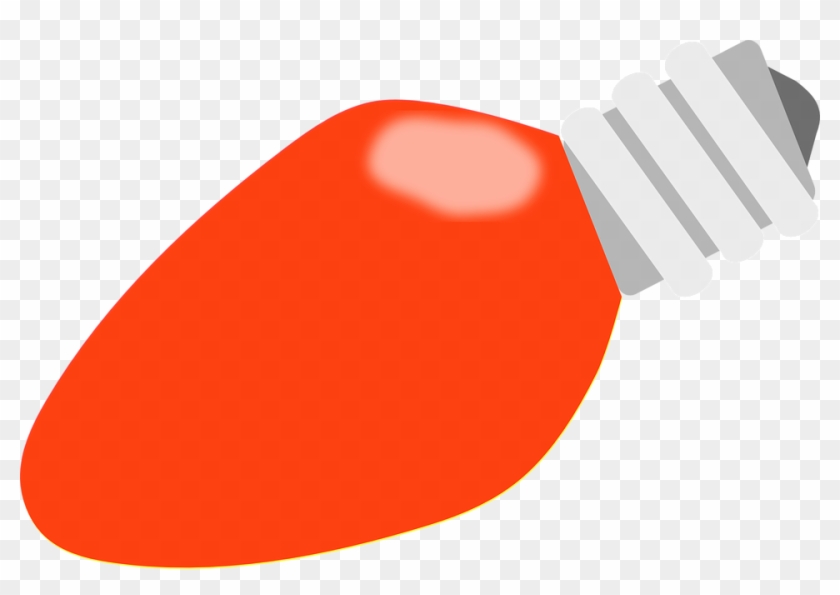 Bulb Clipart Orange - Red Christmas Light Bulb #1022144