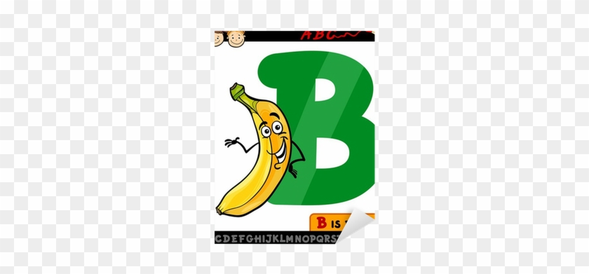 Letter B With Banana Cartoon Illustration Sticker • - Letra B Animada #1022202