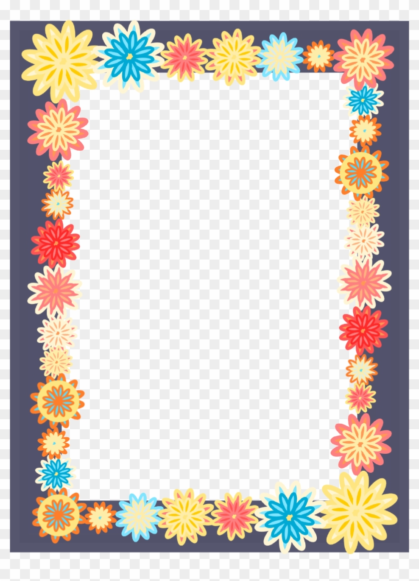 Free Digital Scrapbooking Flower Frame - Colorful Flower Borders And Frames #1022248
