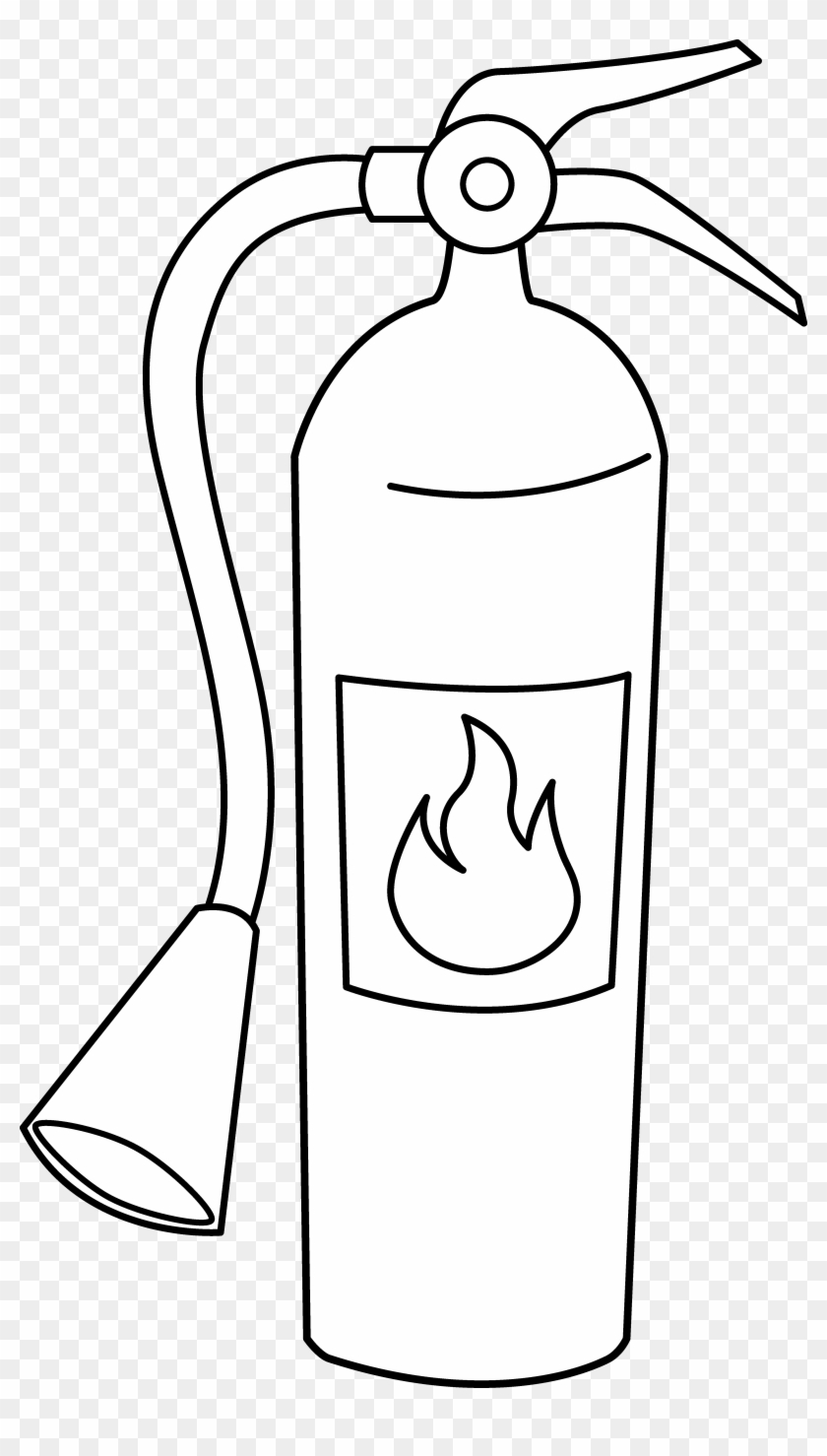 Fire - Clipart - Black - And - White - Draw A Fire Extinguisher #1022531