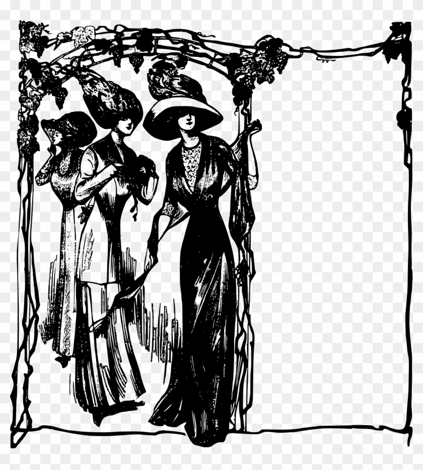 Grapes Ladies Frame - Vector Graphics #1023107