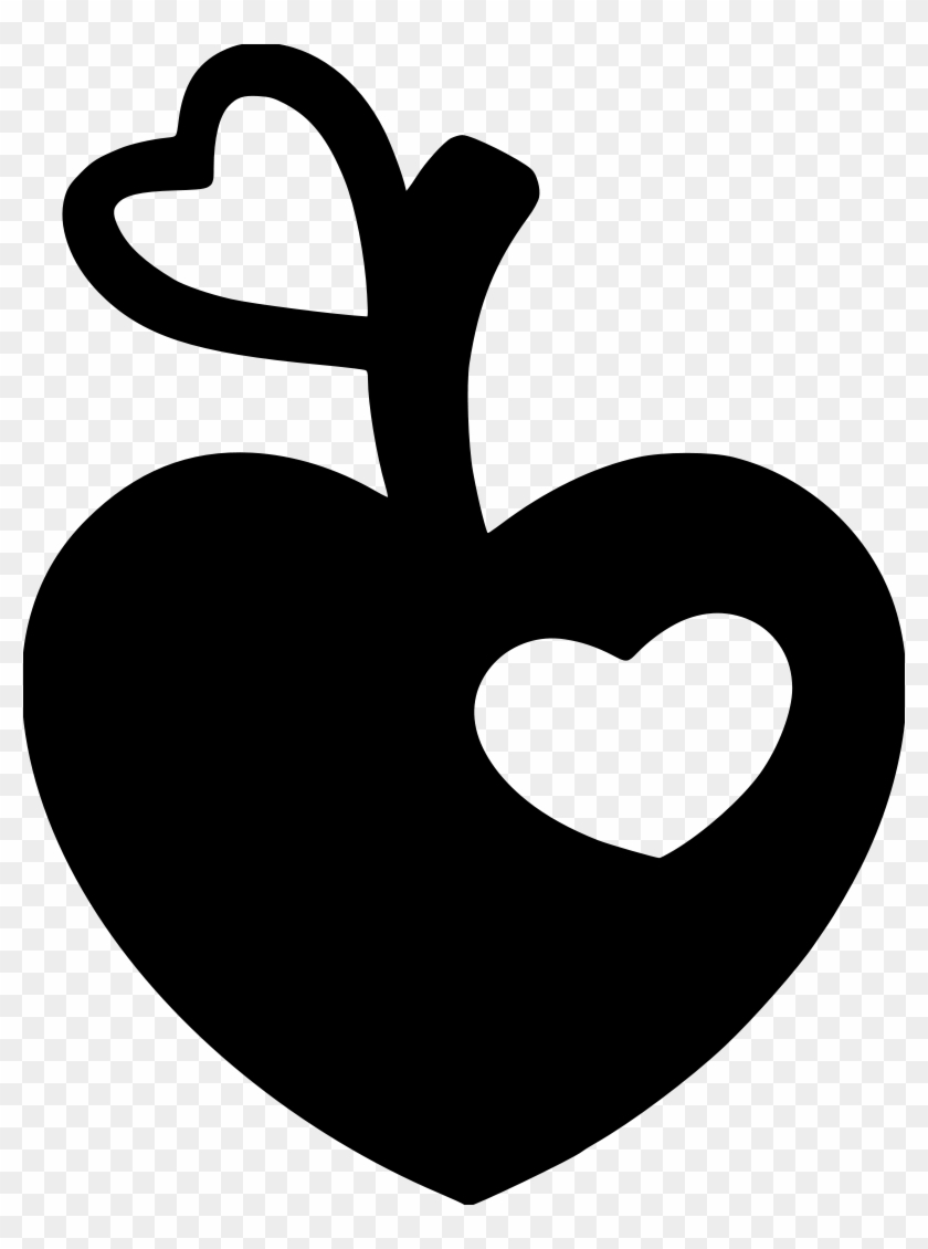 Apple Heart Black And White #1023322
