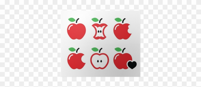 Red Apple, Apple Core, Bitten, Half Vector Icons Poster - Apple Core Vector #1023524
