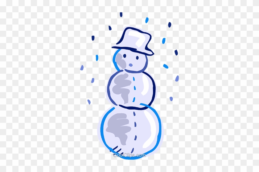 Snowman Wearing A Hat With Snow Falling Royalty Free - Clip Art #1024531