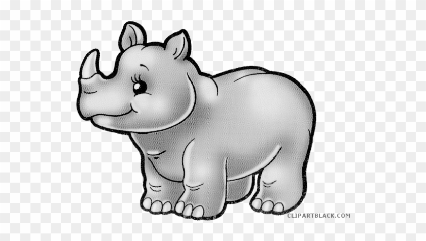 Rhino Animal Free Black White Clipart Images Clipartblack - Blue Rhino Cartoon Png #1024690