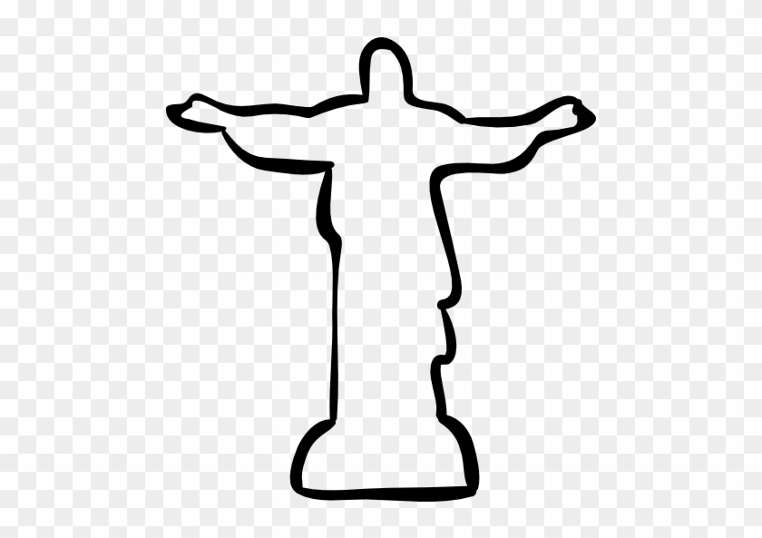 Christ Brazil Sculpture Hand Drawn Outline Free Icon - Christ The Redeemer Outline #1025013