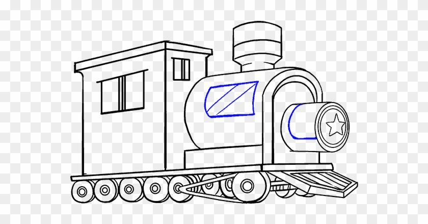 Drawn Railroad Rectangle Shape - Drawing Of A Train #1025464