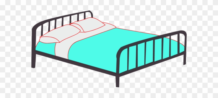 Bed Clipart Double Bed - Black And White Cartoon Bed #1025963