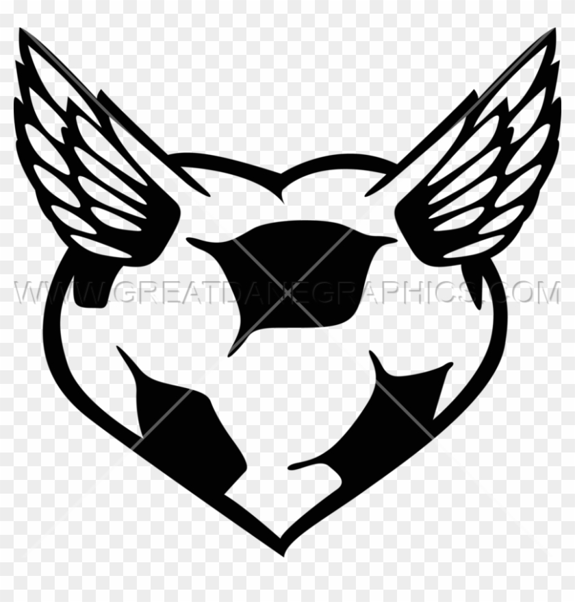 Heart Winged Soccer Ball - Printed T-shirt #1025997