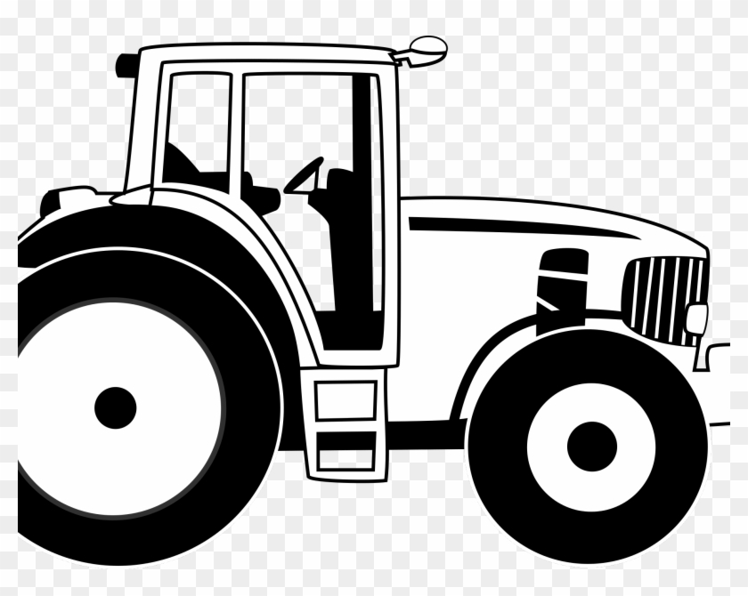 Black And White Tractor Clip Art #1026183