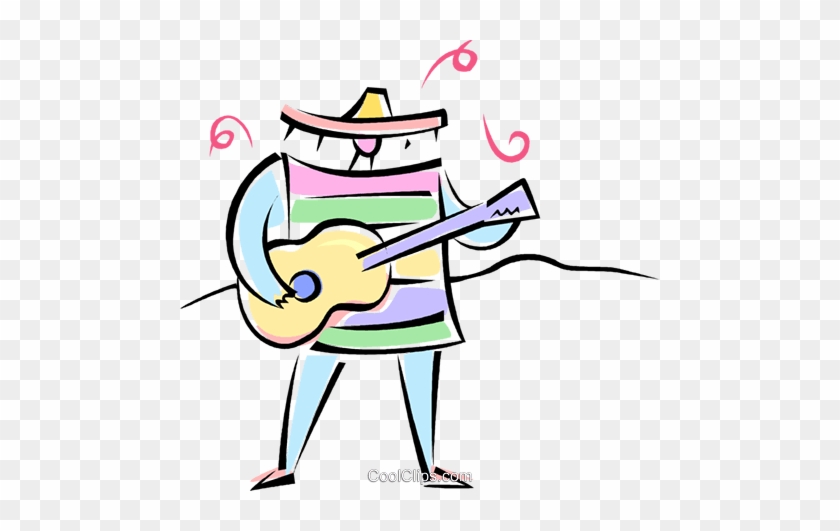 Mexican Guitar Player Royalty Free Vector Clip Art - Cartoon #1026300