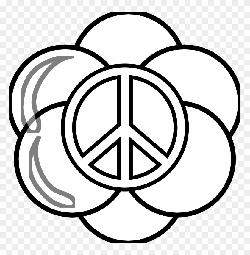 Peace Symbol Peace Sign Flower 13 Black White Line - Love Soccer Coloring Pages #1026741