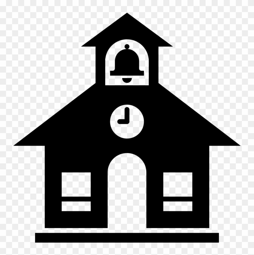 Pin School House Clip Art Black And White - School Icon Transparent Background #1026841