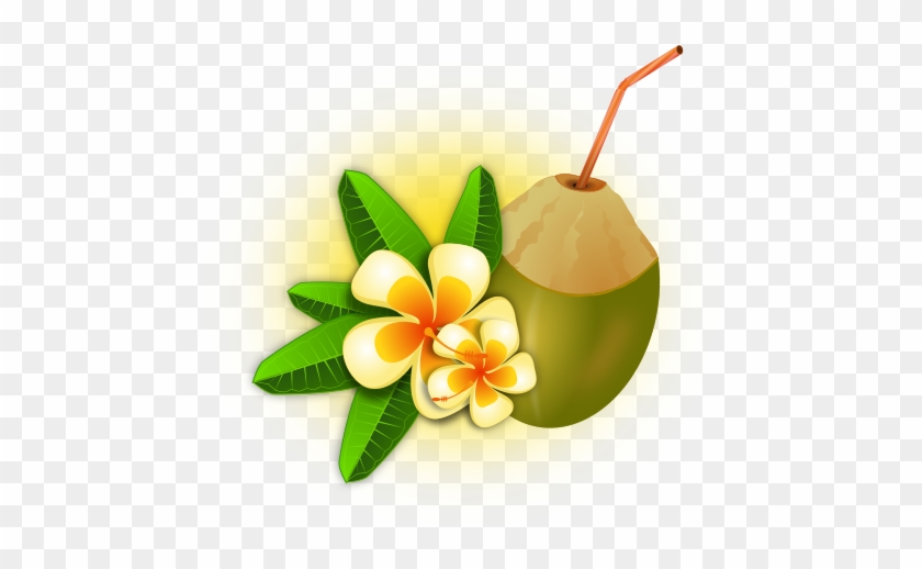File - Coconut-cocktail - Svg - Tropical Coconut Cocktail Floral Wall Tapestry #1027051