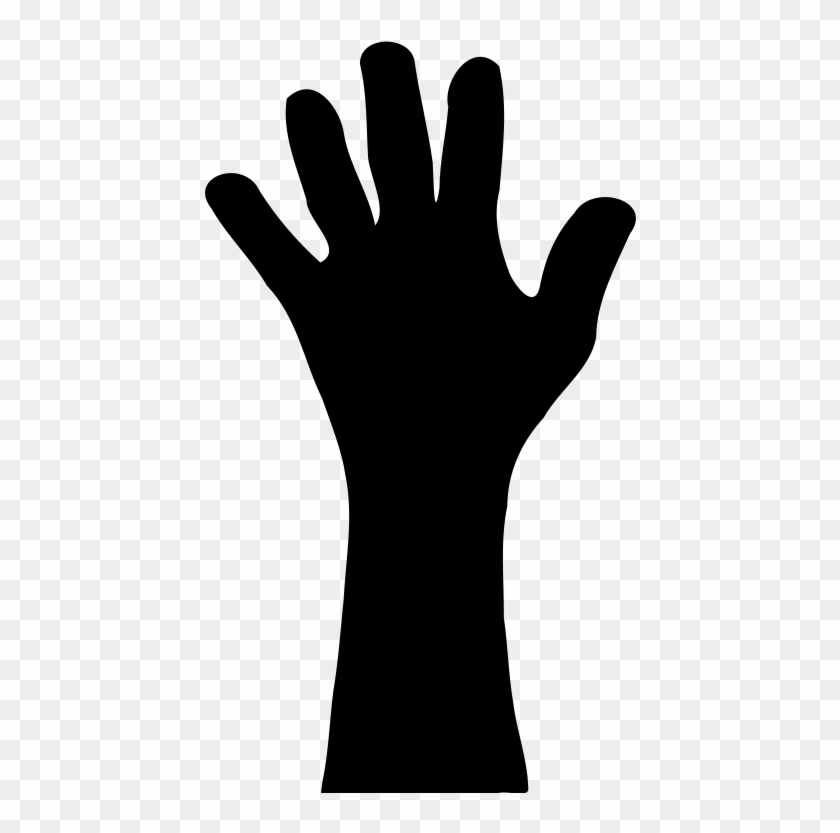 Raised Hand In Silhouette Vector Clip Art Download - Black Cartoon Hand Png #178575