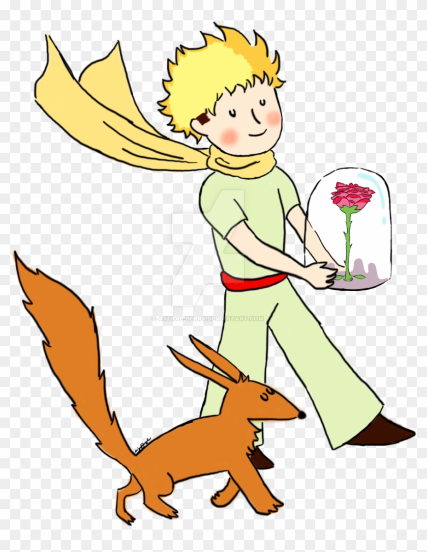 The Little Prince With His Rose And Fox By Astral - Little Prince Rose Fox #179055