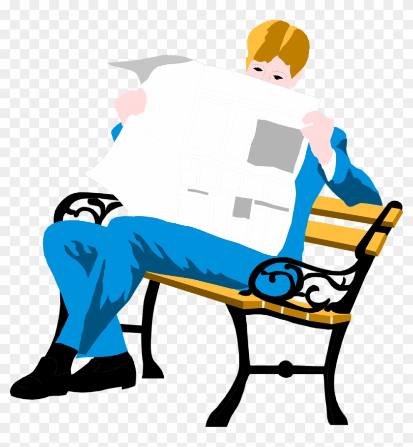 Reading Bench - Man Reading Newspaper Illustration #179671