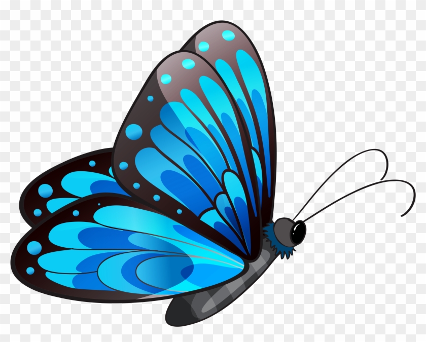 Transparent Blue Butterfly Png Clipart - Flying Butterfly Clip Art #180104