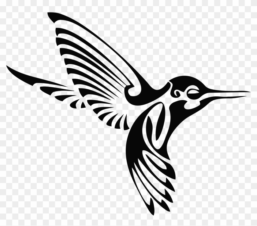 Tribal Hummingbird Silhouette Bclipart - Hummingbird Black And White #180286