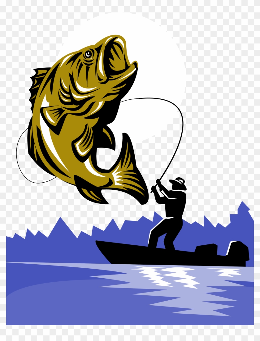 Bass Fishing Fishing Rod Fly Fishing - Cartoon Fly Fishing Png #180762