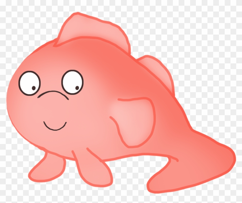 Cute Green Cartoon Fish, Strange Red Cartoon Fish - Drawing #180882