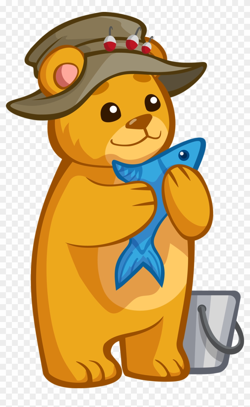 Free Cartoon Bear Holding Fish Clip Art - Bear Eating Fish Cartoon #181101