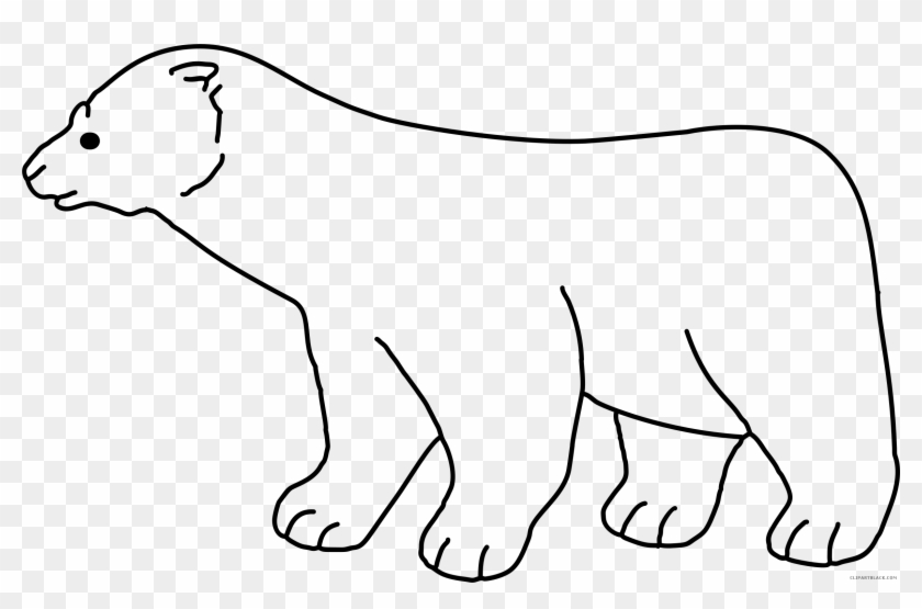 Polar Bear Animal Free Black White Clipart Images Clipartblack - Polar Bear Line Art #181219
