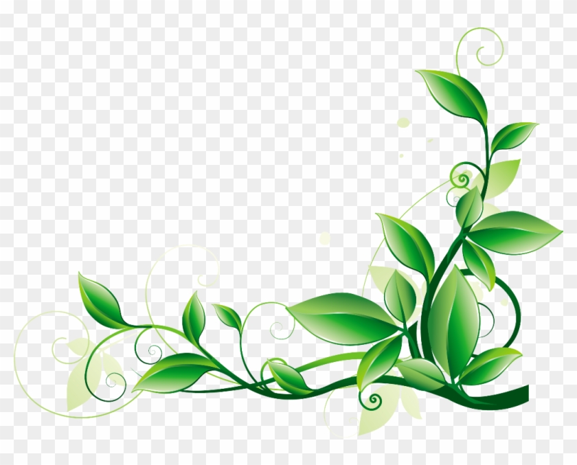 Цветочный Орнамент Желто Зеленый Вытянутый - Green Flower Border Png #181610