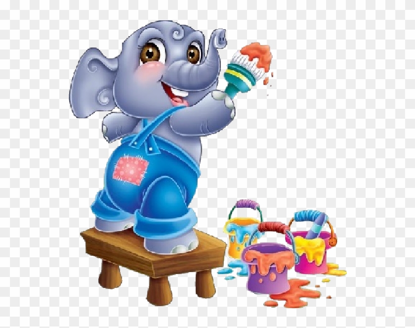 Cute Cartoon Animal Painting - New School Baby Elephant #181727