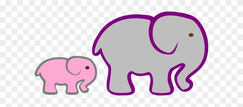 Gray Elephant Mom And Pink Baby Clipart - Elephant Clip Art #181782