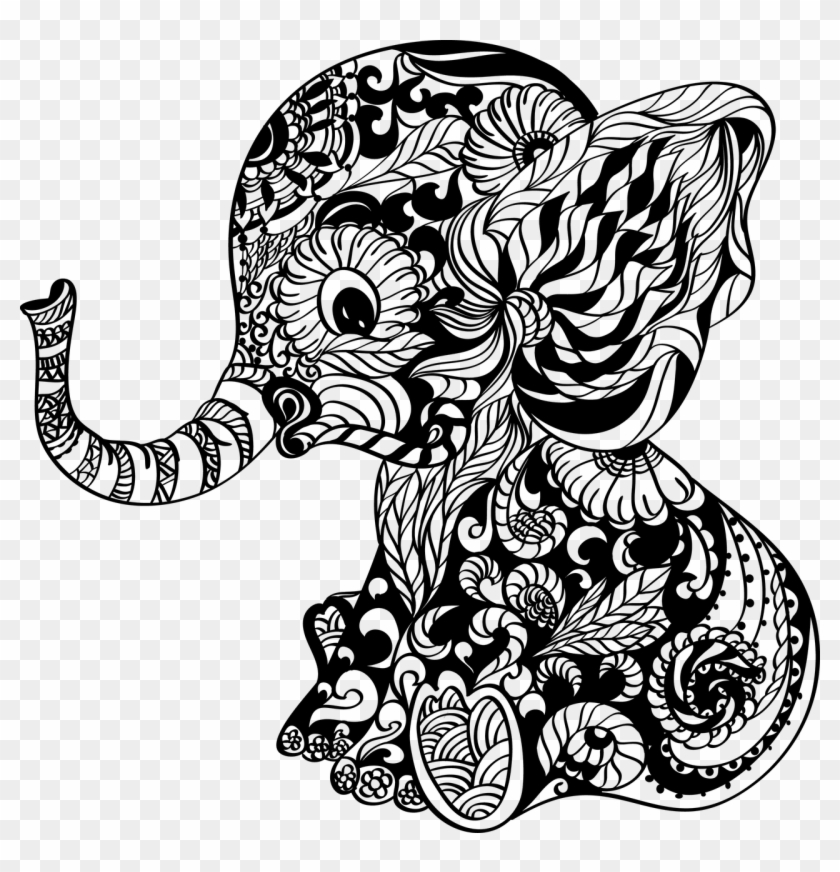 Ready To Press Transfer - Baby Elephant Zentangle Svg #181962