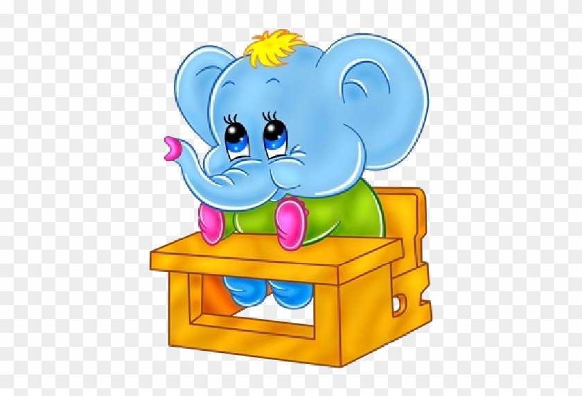 Cute Baby Elephant Sitting At School Desk - Baby Elephant Going To School #181964