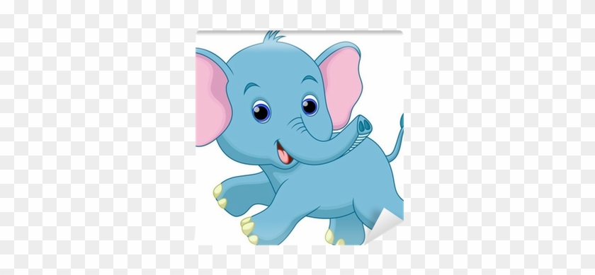 Cute Baby Elephant Cartoon Running Wall Mural • Pixers® - Baby Elephant Running Cartoon #182292