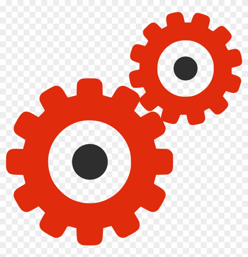 File - Red Silhouette - Gears - Svg - Red Gear Icon Png #182301