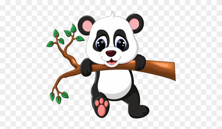 Baby Panda Swining From Bamboo Branch - Cute Baby Panda Cartoons #182314