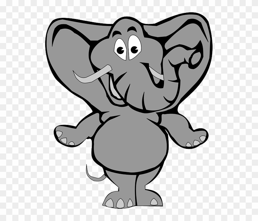 Gray Elephant, Animal, Zoo, Happy, Smiling, Trunk, - Cartoon Elephant  Shower Curtain - Free Transparent PNG Clipart Images Download