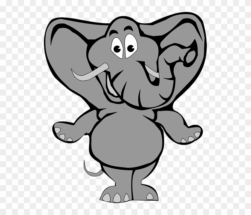 Gray Elephant, Animal, Zoo, Happy, Smiling, Trunk, - Cartoon Elephant Shower Curtain #182326