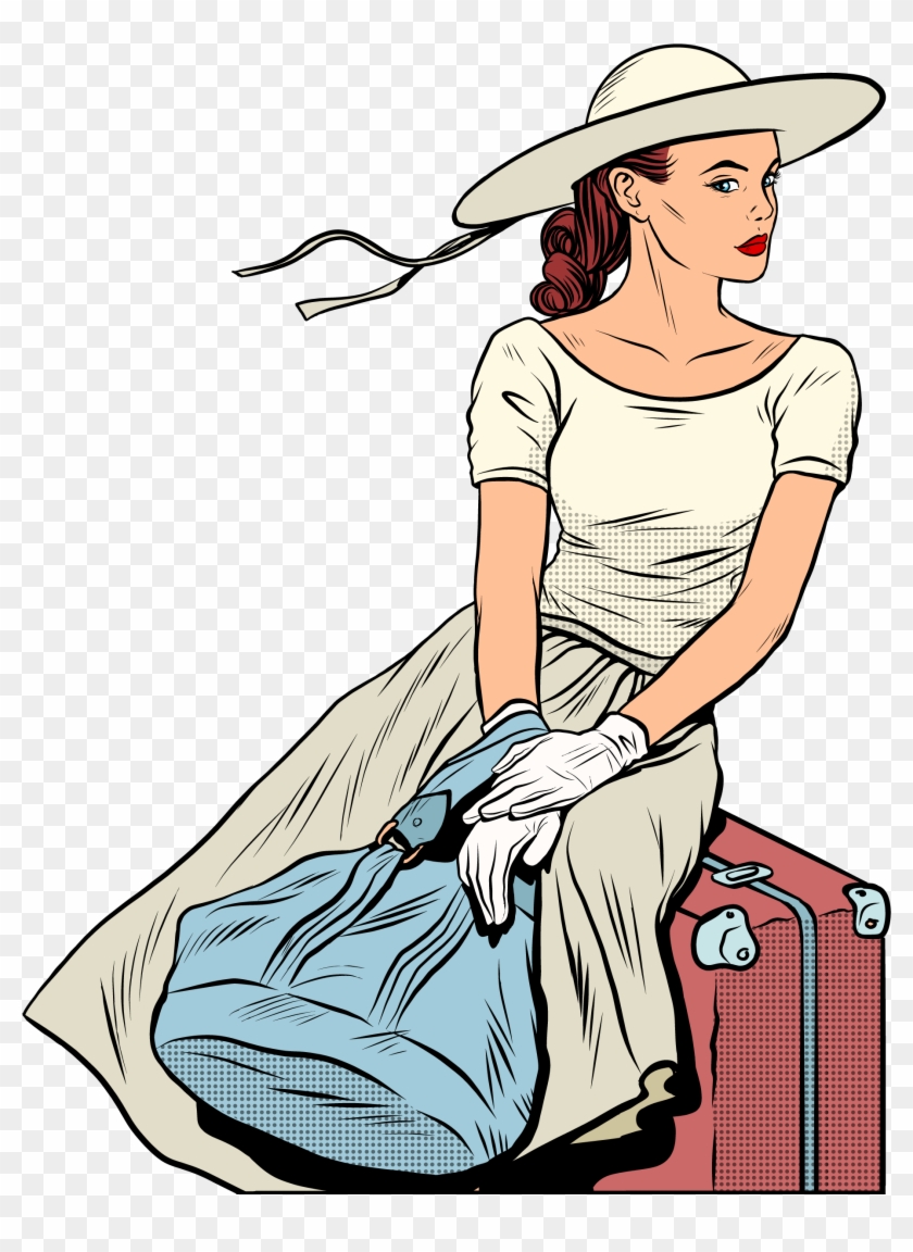 Airplane Travel Airport Pop Art - Lady Traveler Cartoon #1027279