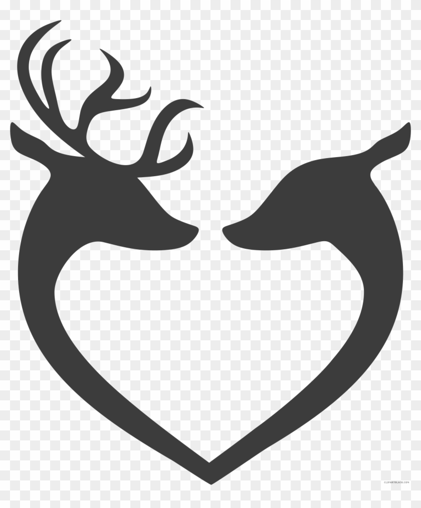 Deer Silhouette Animal Free Black White Clipart Images - Deer Couple Silhouette #1027422