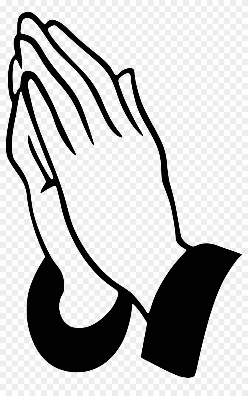 Distraught - Praying Hands Black And White Clipart #1027624