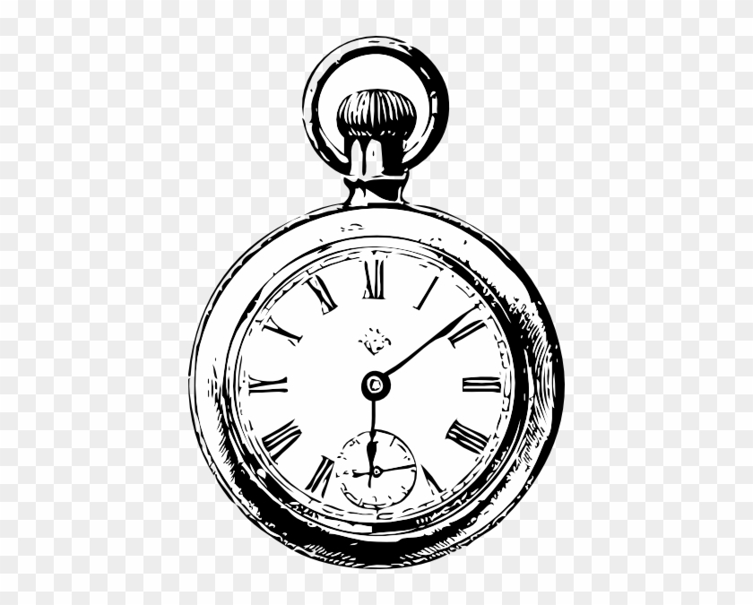 Pocket Watch Clip Art At Clker - Drawing Of A Clock #1028165