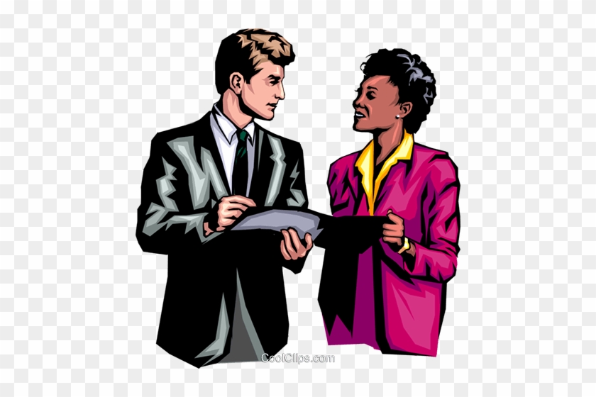 Man & Woman Discussing Royalty Free Vector Clip Art - Diversity In The Workplace #1028366