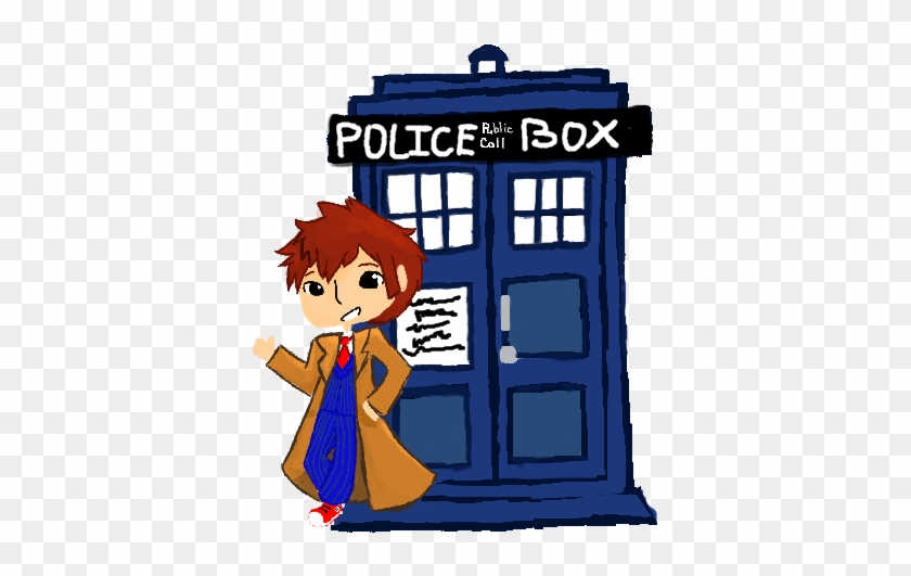 Chibi Doctor And The Tardis Digital By Thecherrygoldfish - Doctor Who Tardis Doodle #1028641