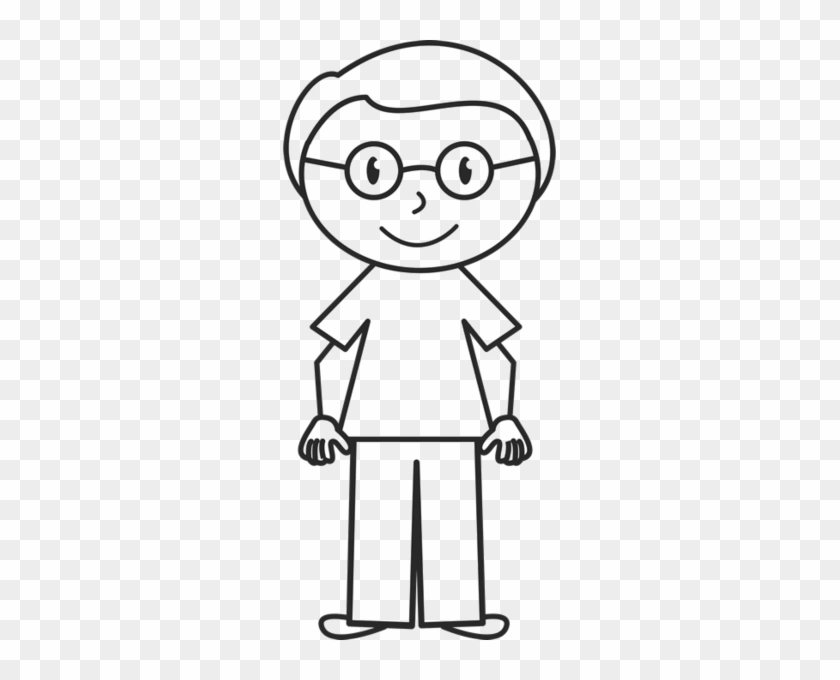 Boy With Glasses And Solid Shirt Stamp - Long Hair Stick Figure #1029435