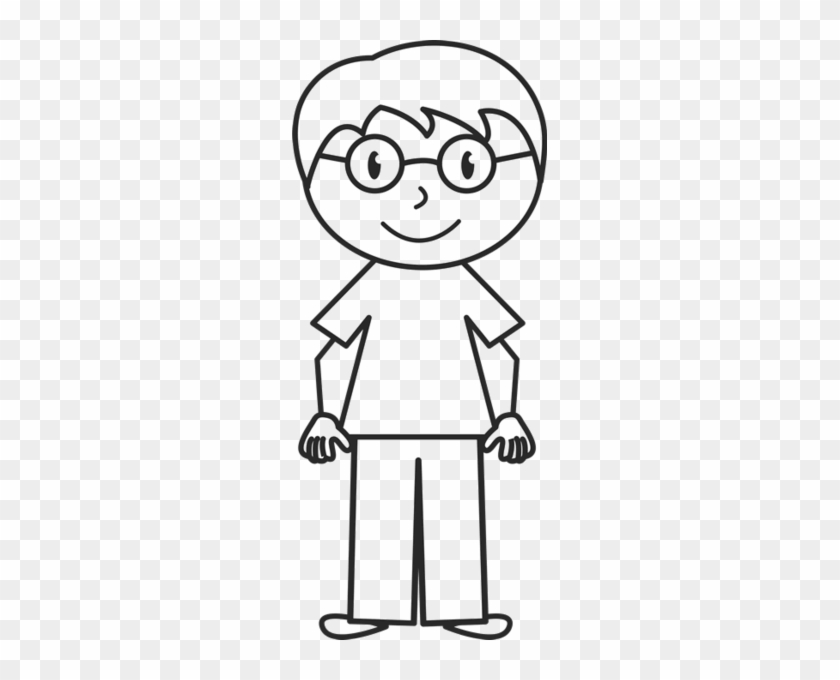 Boy With Messy Hair And Glasses Stamp - Stick Figure With Glasses #1029437