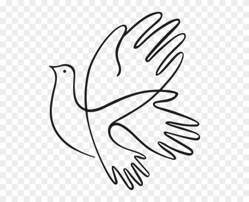 Vector Eps Clipart, Dove Illustration With Hands Copyright - Line Art #1029874