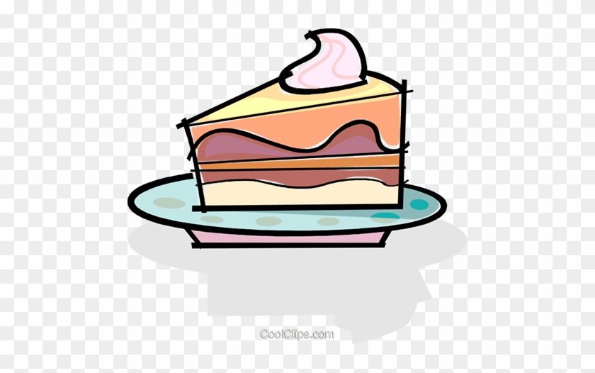 Slice Of Cake On A Plate Royalty Free Vector Clip Art - Slice Of Cake Clip Art #1029903