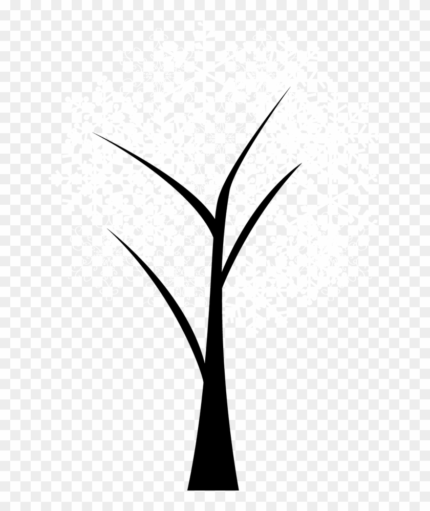 Twig Black And White Plant Stem Leaf Pattern - Line Art #1029944